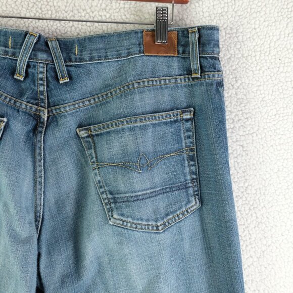Agave Denim Jeans Mens 36X32 Blue Stone Wash Whiskers Lightweight Straight Leg - Picture 5 of 11